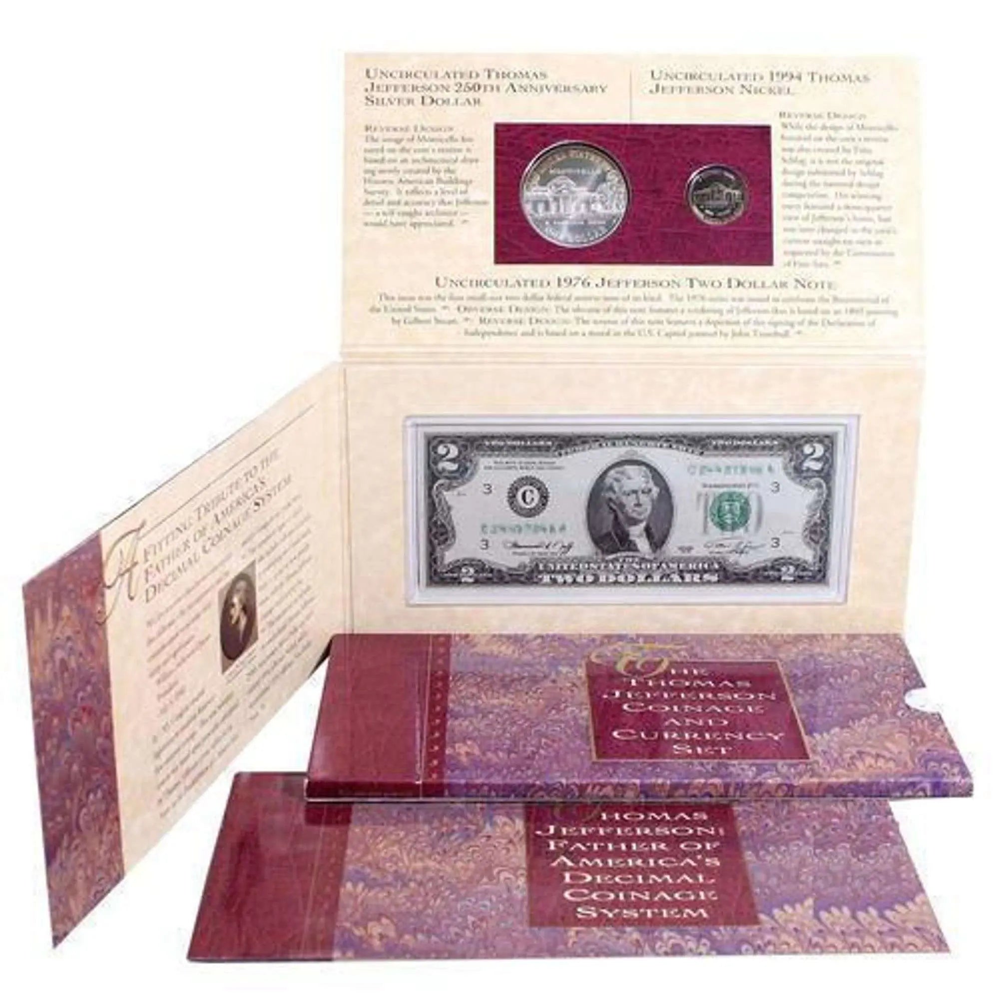 "Rare 1993 Jefferson Set: 3 Coins & Currency in Original Box w/COA" Coin Hub