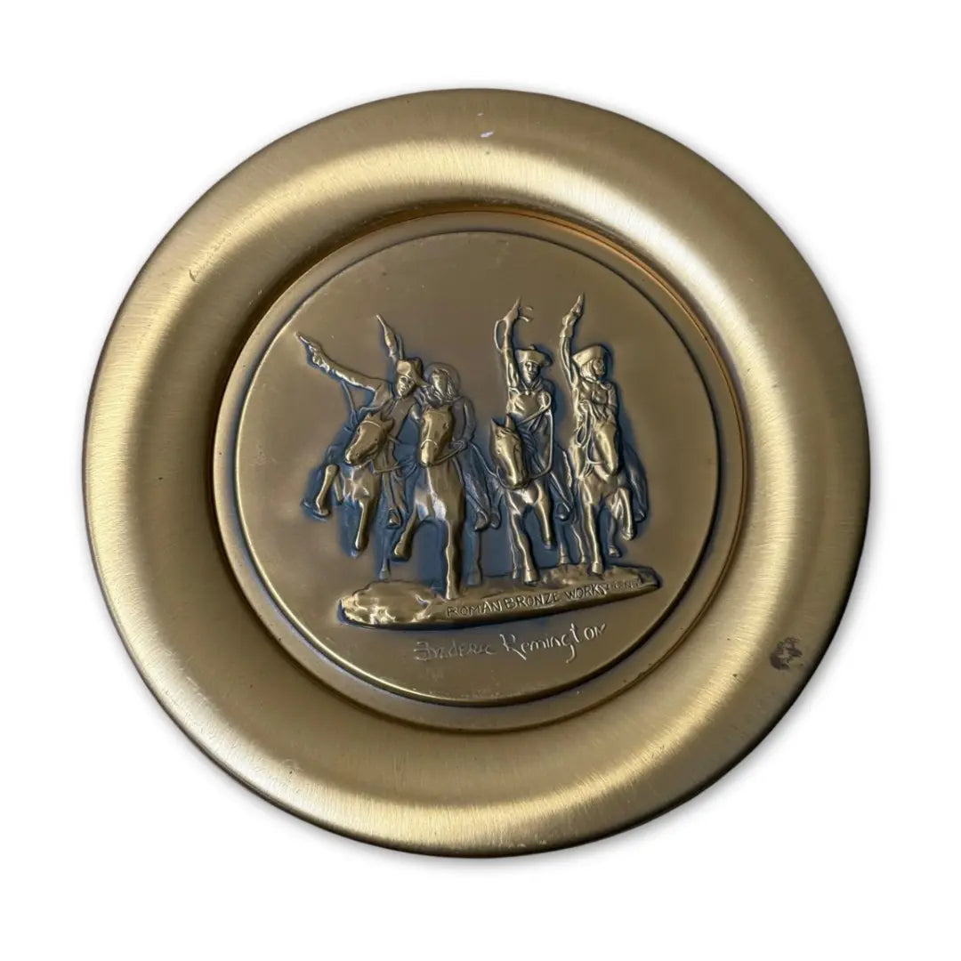 River Shore Ltd. limited edition bronze collector's plate featuring the "Coming through the Rye" sculpture by Frederic Remington. Coin Hub