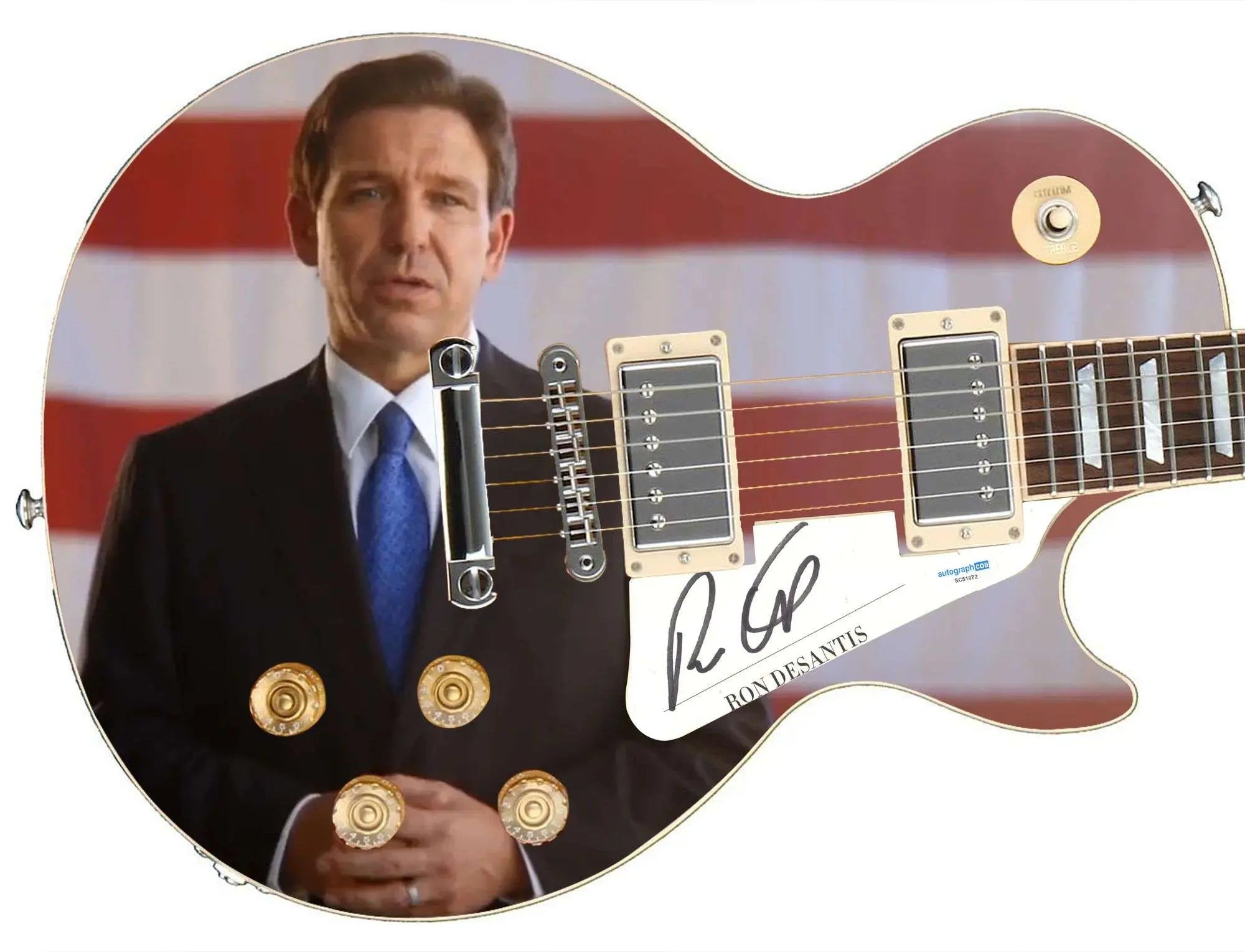 Ron Desantis Florida Governor Signed Custom Graphics Guitar ACOA Coin Hub