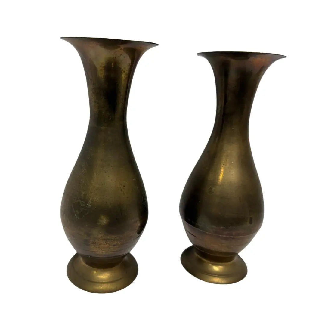 Vintage Solid Brass Bud Vases Coin Hub