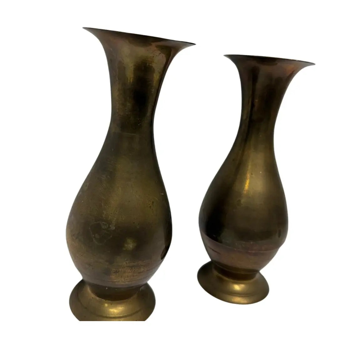 Vintage Solid Brass Bud Vases Coin Hub