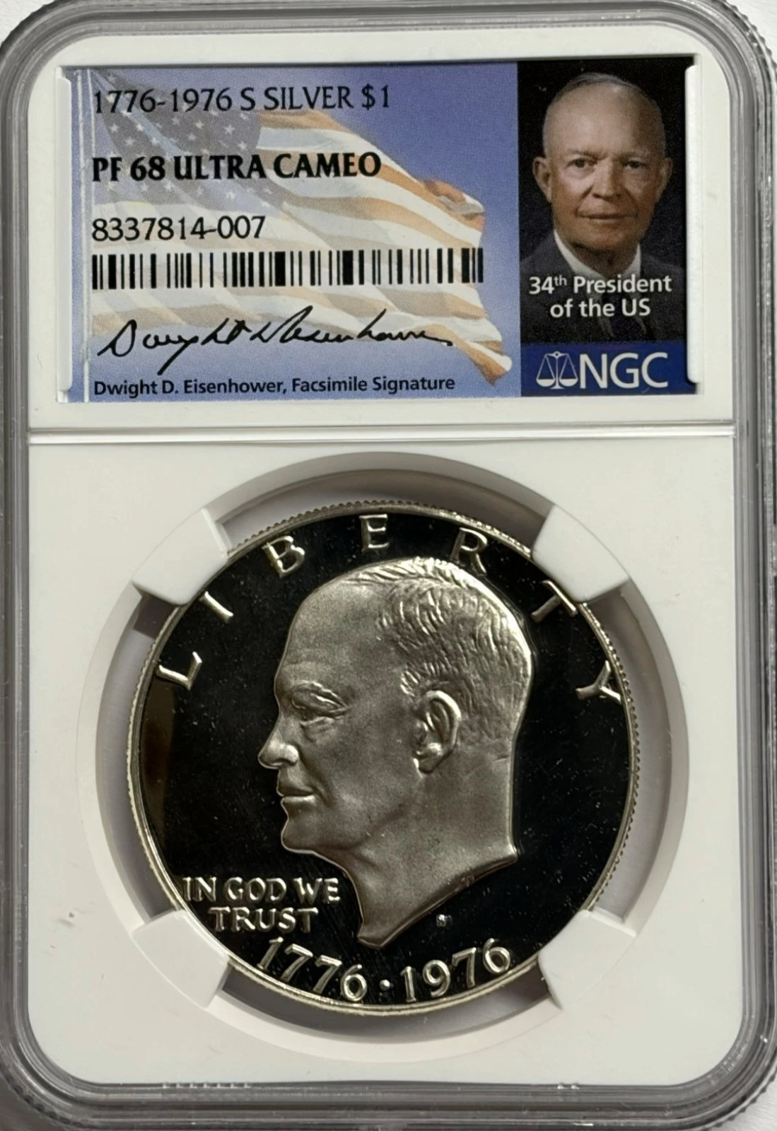 1776 1976 S NGC PF68 Ultra Cameo Proof Silver Eisenhower Dollar Bicentennial IKE