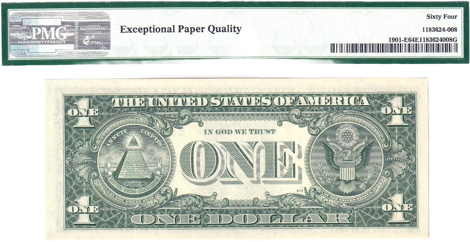 1963-A $1 FRN PMG Choice Unc 64EPQ Fancy TRUE 0/1 BINARY Serial #E00001110F