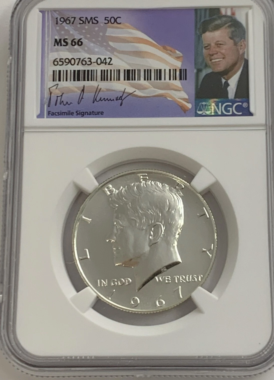 1967 SMS NGC MS66 Kennedy Half Dollar 50C Special Mint Set Uncirculated Portrait