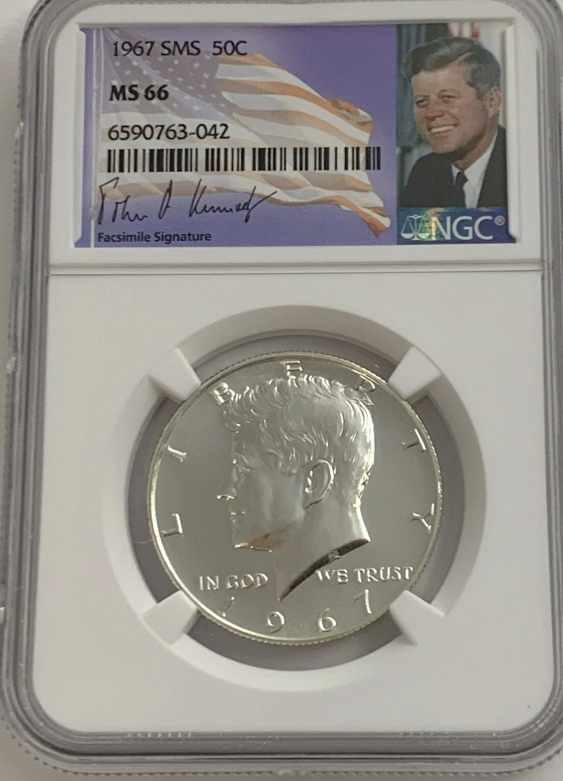 1967 SMS NGC MS66 Kennedy Half Dollar 50C Special Mint Set Uncirculated Portrait