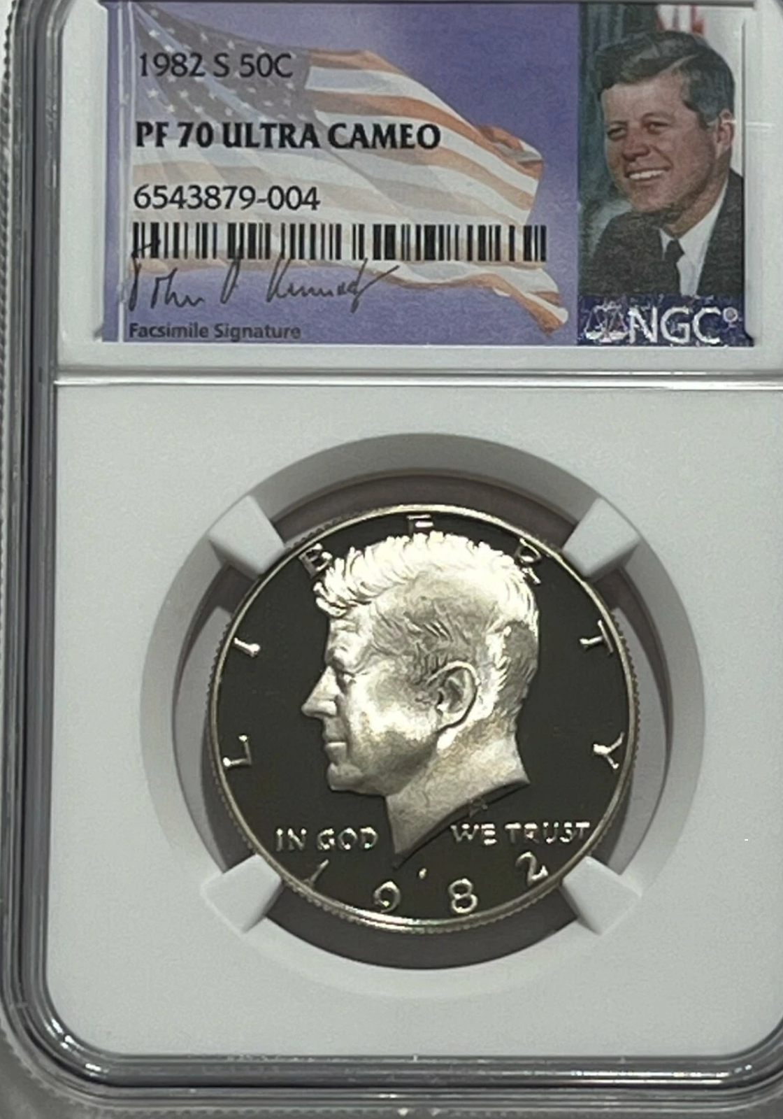 1982 S NGC PF70 Ultra Cameo Clad Proof Kennedy Half Dollar 50c Signature