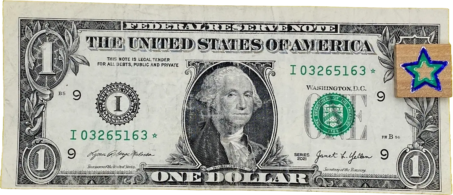 $1 Bill 2021 ERROR Star Note Misaligned Print Cut Both Sides Fancy Serial Number Coin Hub