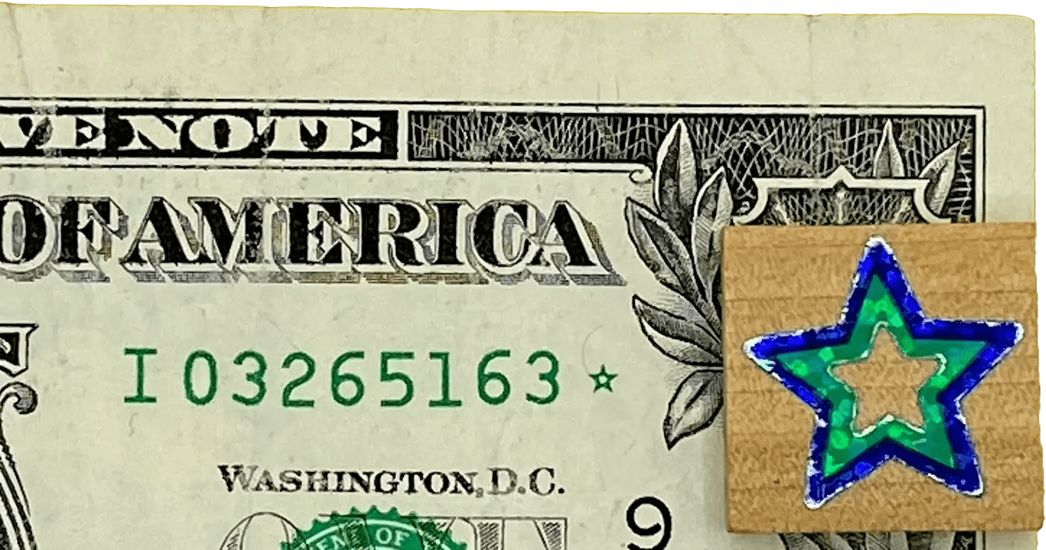 $1 Bill 2021 ERROR Star Note Misaligned Print Cut Both Sides Fancy Serial Number Heritage Pastime