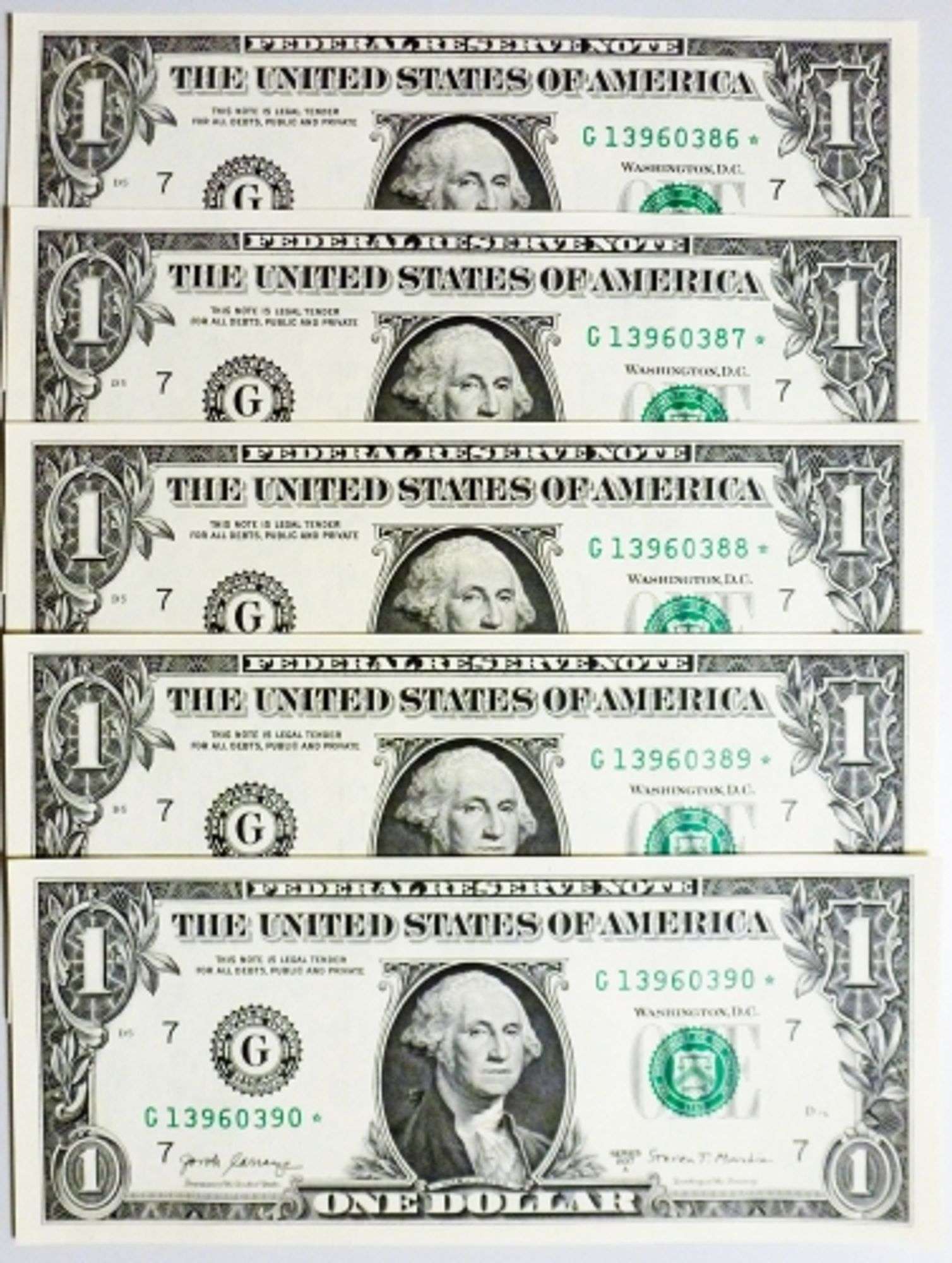 (5) Superb Crisp $1 2017A Star Notes Chicago-Consecutive!!