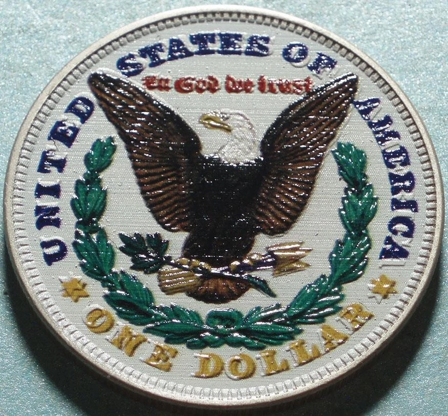 1921-P USA Philadelphia MINT Colorized "MORGAN DOLLAR" Both Sides COLORFUL