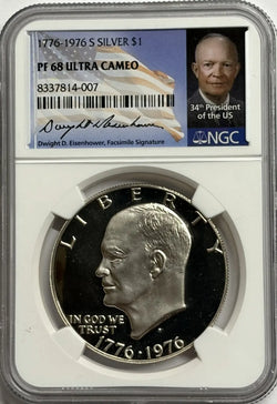 1776-1976 S Silver Eisenhower Dollar Bicentennial PF68 Ultra Cameo Proof – Numismatic Treasure