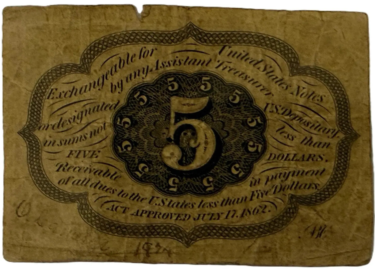 1862–1863 United States 5¢ Fractional Currency – Postage Currency | Thomas Jefferson Heritage Pastime
