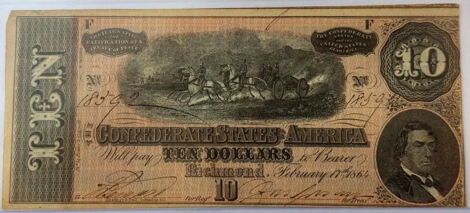 1864 Confederate States of America $10 Notes – Historic Civil War Currency Heritage Pastime