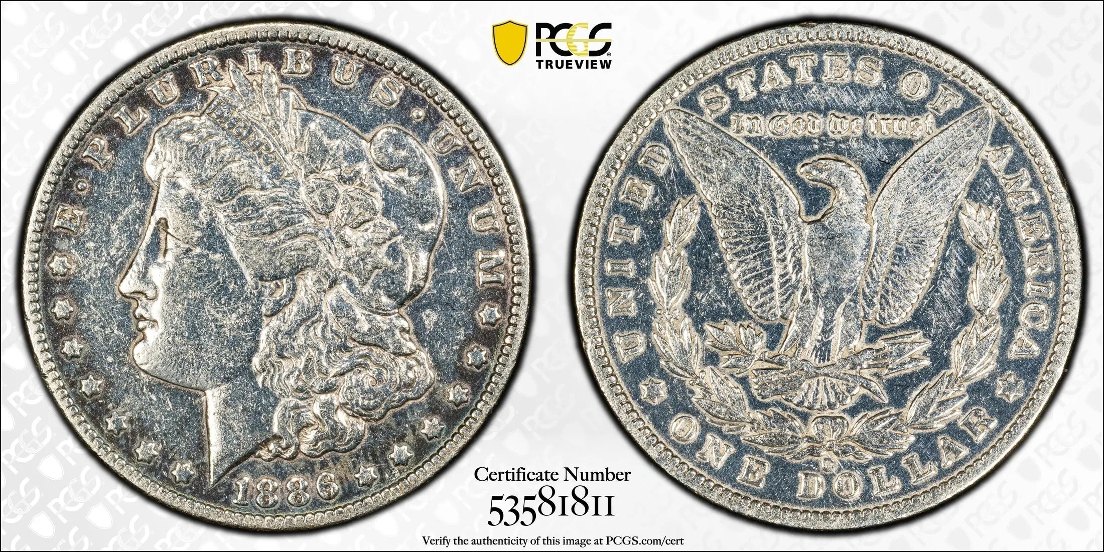 1886-O Morgan Silver Dollar $1 – PCGS Genuine VF Details (Cleaned) | New Orleans Mint Classic Heritage Pastime