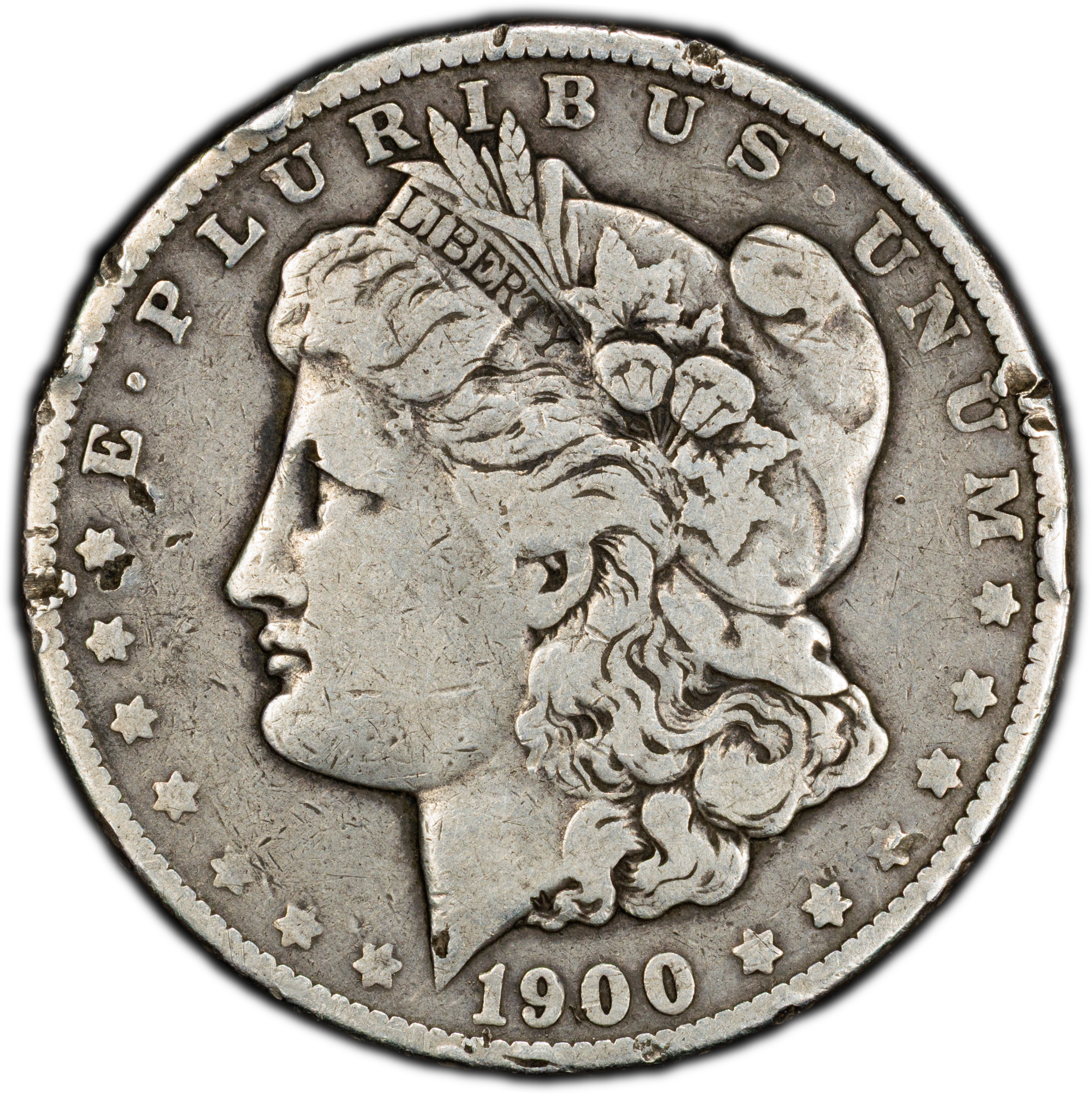 1900 Morgan Silver Dollar – PCGS Genuine Fine Details (98 Damage) | Historic 90% Silver U.S. Coin | Rare Collectible Piece