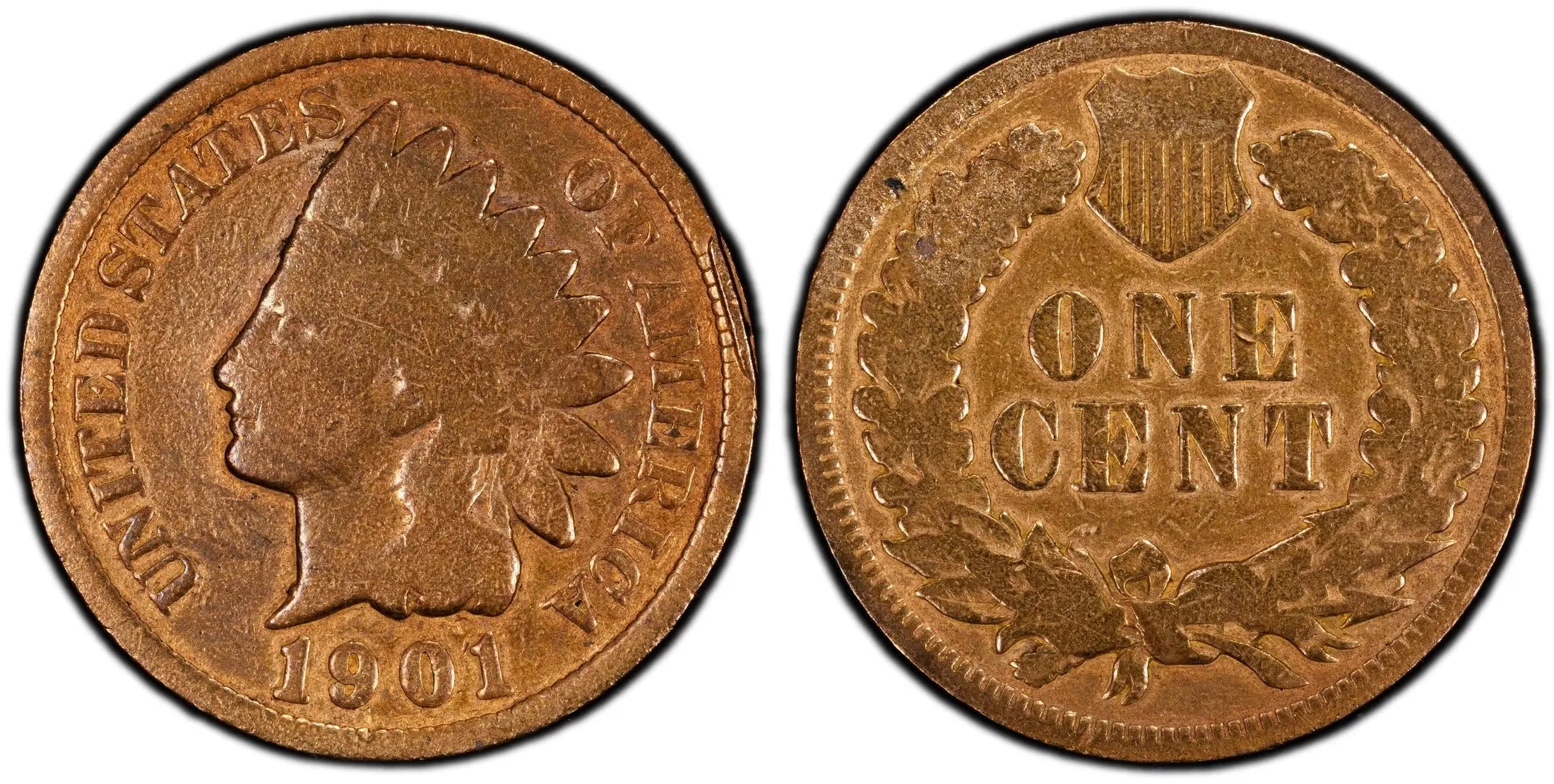 1901 Indian Head Cent 1C – PCGS Genuine G Details (Cleaned) | Classic 19th Century Copper Coin Heritage Pastime