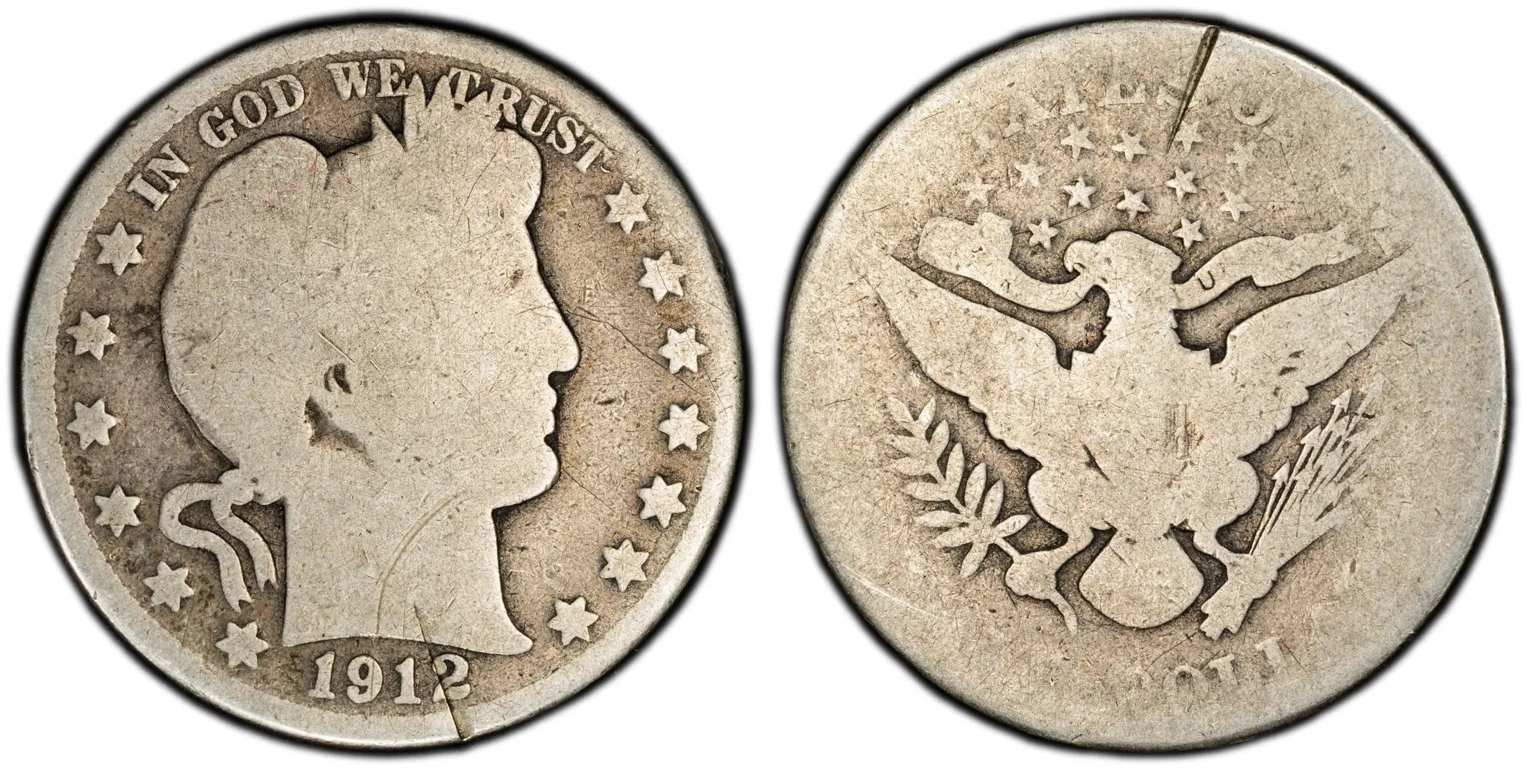 1912 Barber Half Dollar – PCGS Genuine P/FR Details (Damage) | Classic Silver Type Coin Heritage Pastime