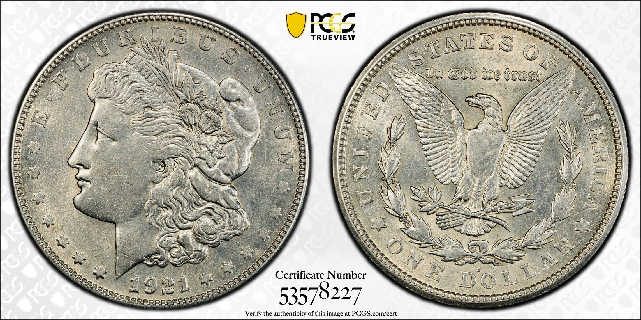 1921-S Morgan Silver Dollar – PCGS AU58 | San Francisco Mint | Near-Mint Historic U.S. Silver Coin Heritage Pastime