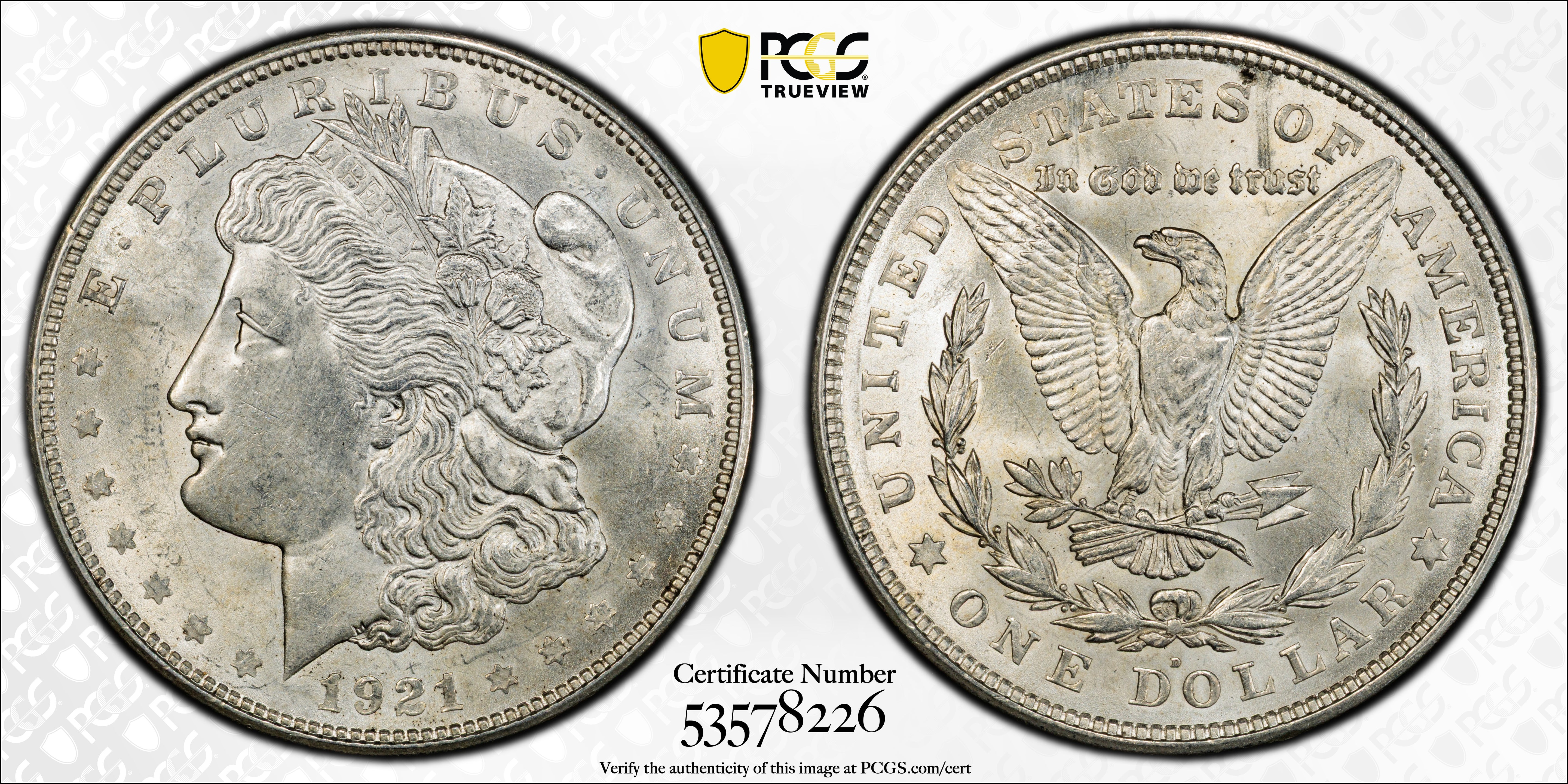 1921-D Morgan Silver Dollar – PCGS MS62 | Denver Mint | Brilliant Uncirculated Historic U.S. Silver Coin