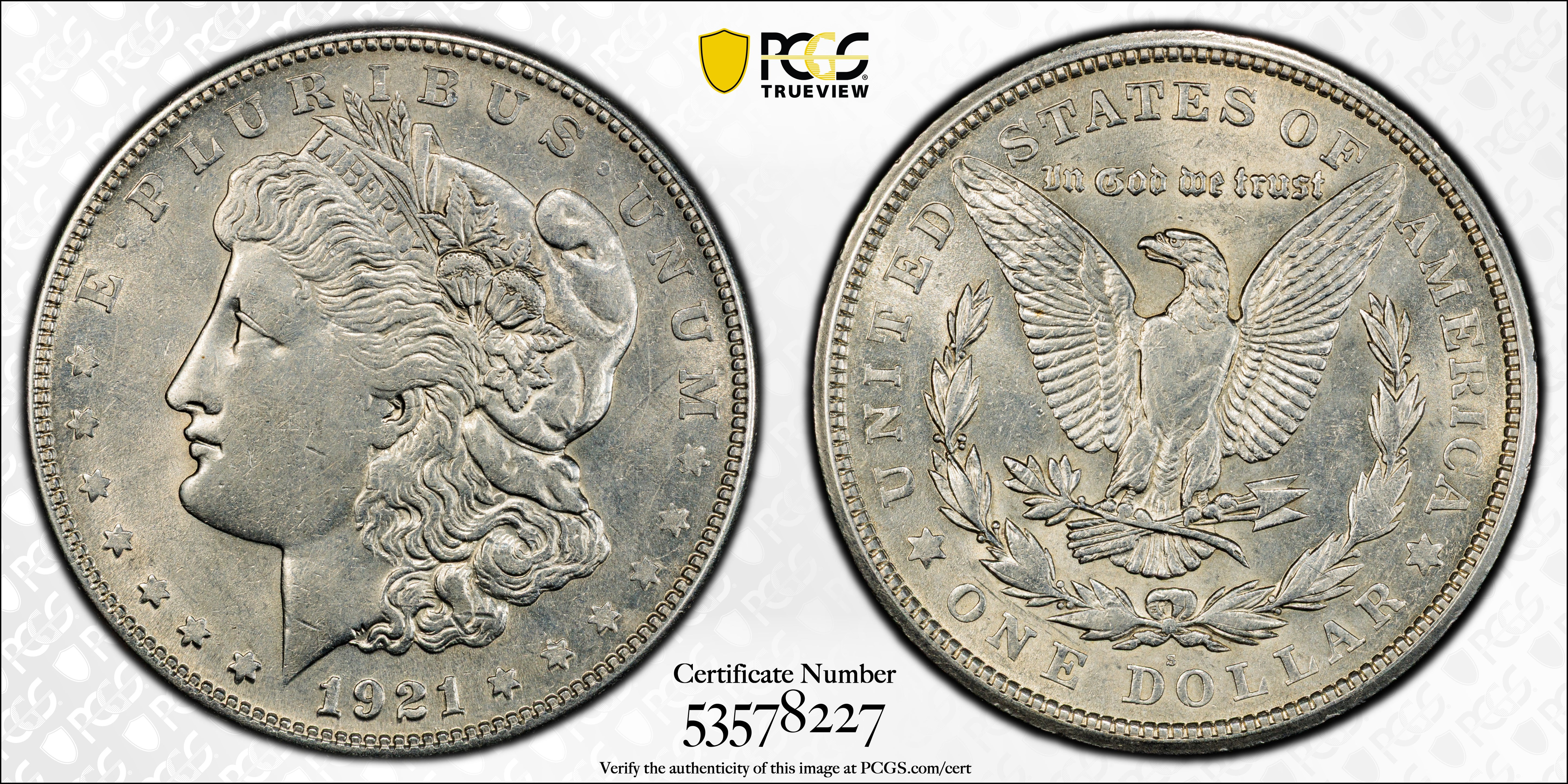 1921-S Morgan Silver Dollar – PCGS AU58 | San Francisco Mint | Near-Mint Historic U.S. Silver Coin