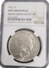 1922-P Peace Silver Dollar NGC MS62 curved clip error obverse Liberty profile