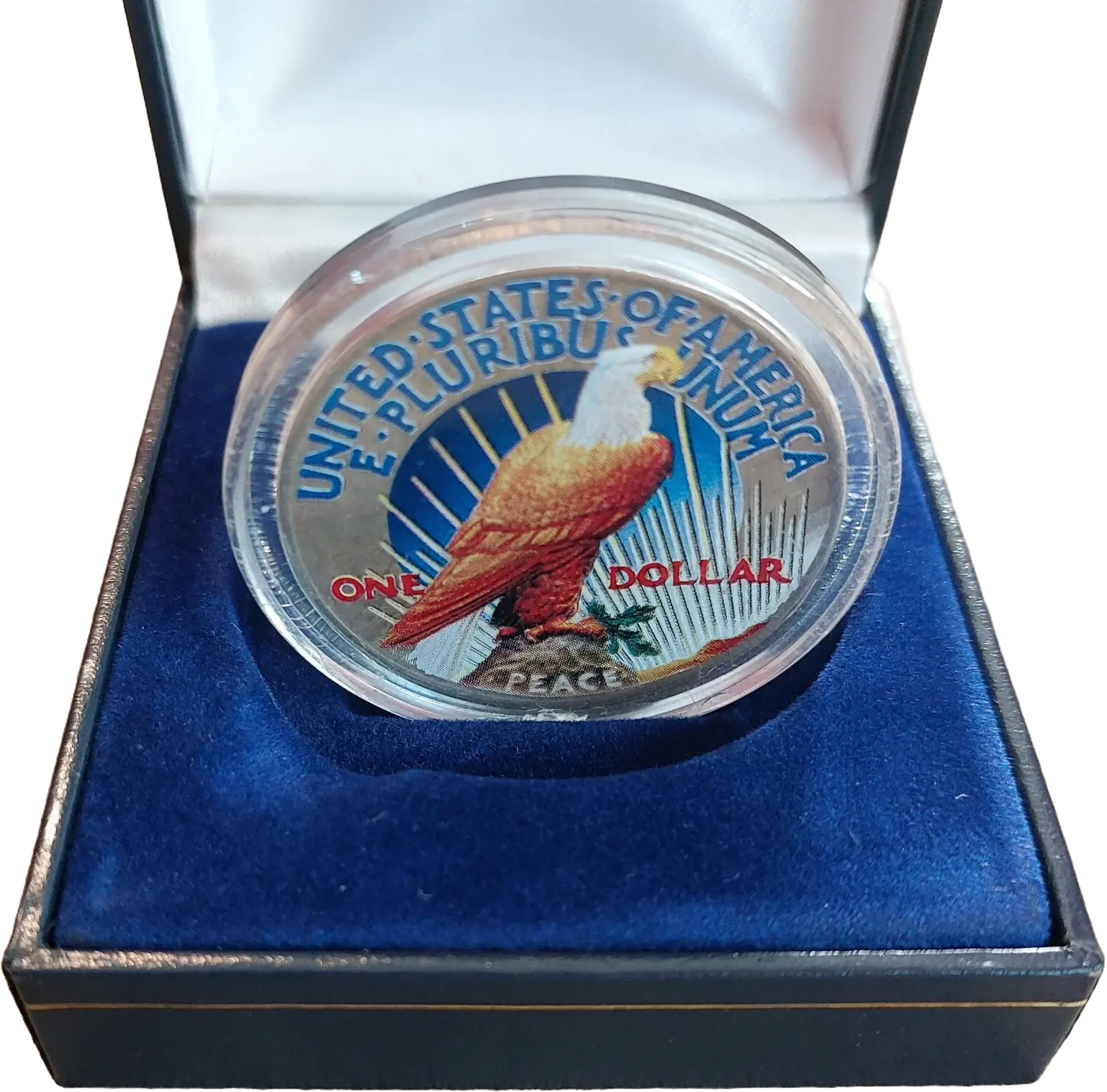 1922 Peace Silver Dollar – Colorized Painted Antique with Airtite & Gift Box Coin Hub