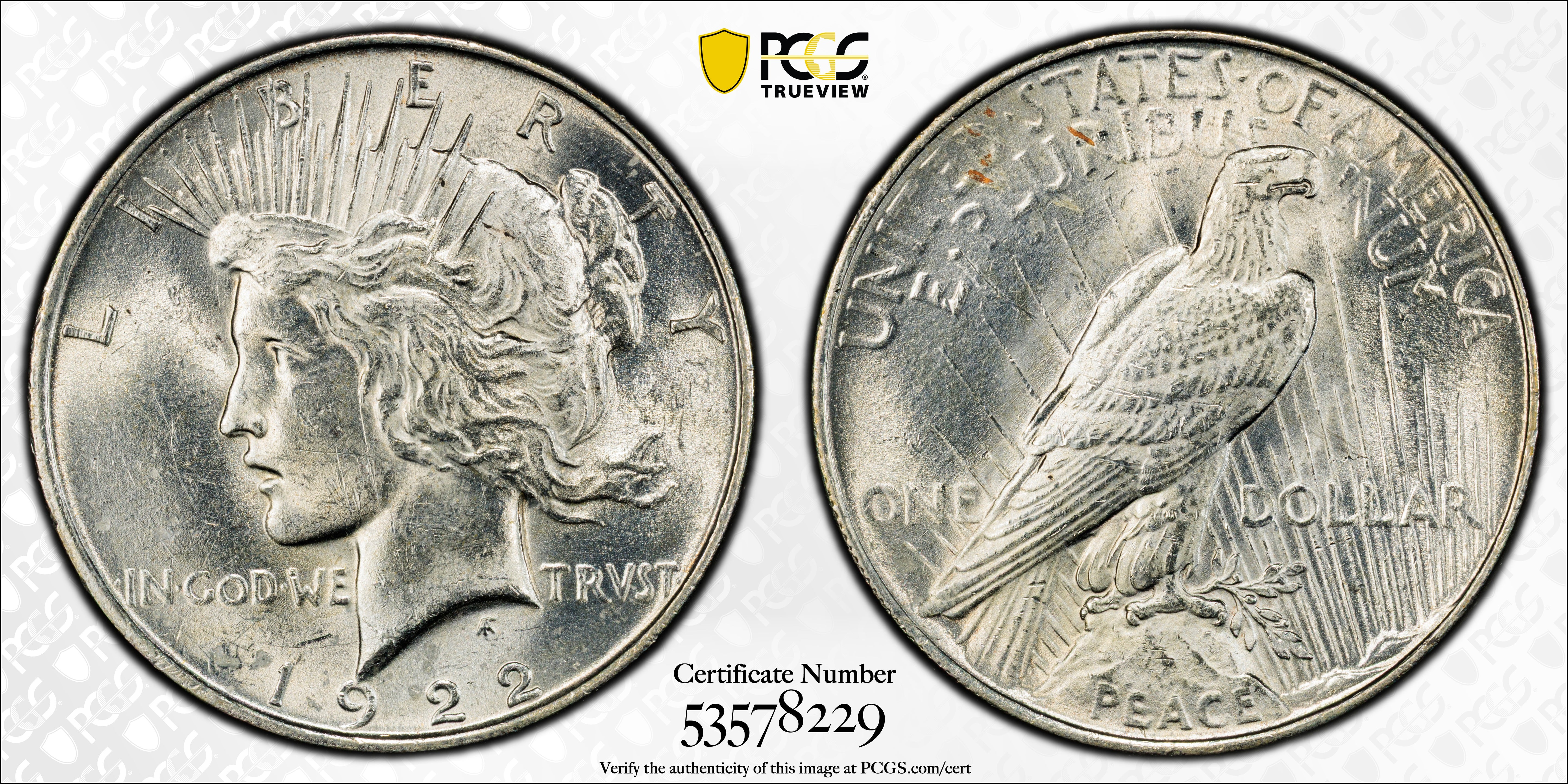 1922 Peace Silver Dollar – PCGS MS63 | Early Issue Brilliant Uncirculated | Historic U.S. 90% Silver Coin