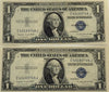 1935 G (2) $1 Fr. 1616 Silver Certificate. Consecutive Silver Certificates, UNC Heritage Pastime
