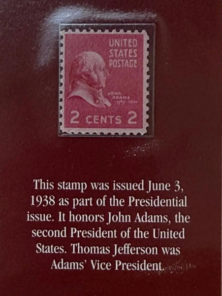 1938 U.S. 2¢ John Adams Stamp – Presidential Issue “Prexie” (Rose Carmine) Heritage Pastime