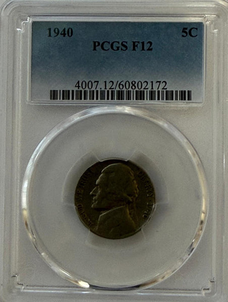 1940 Jefferson Nickel PCGS F12 – Early Pre-War Issue