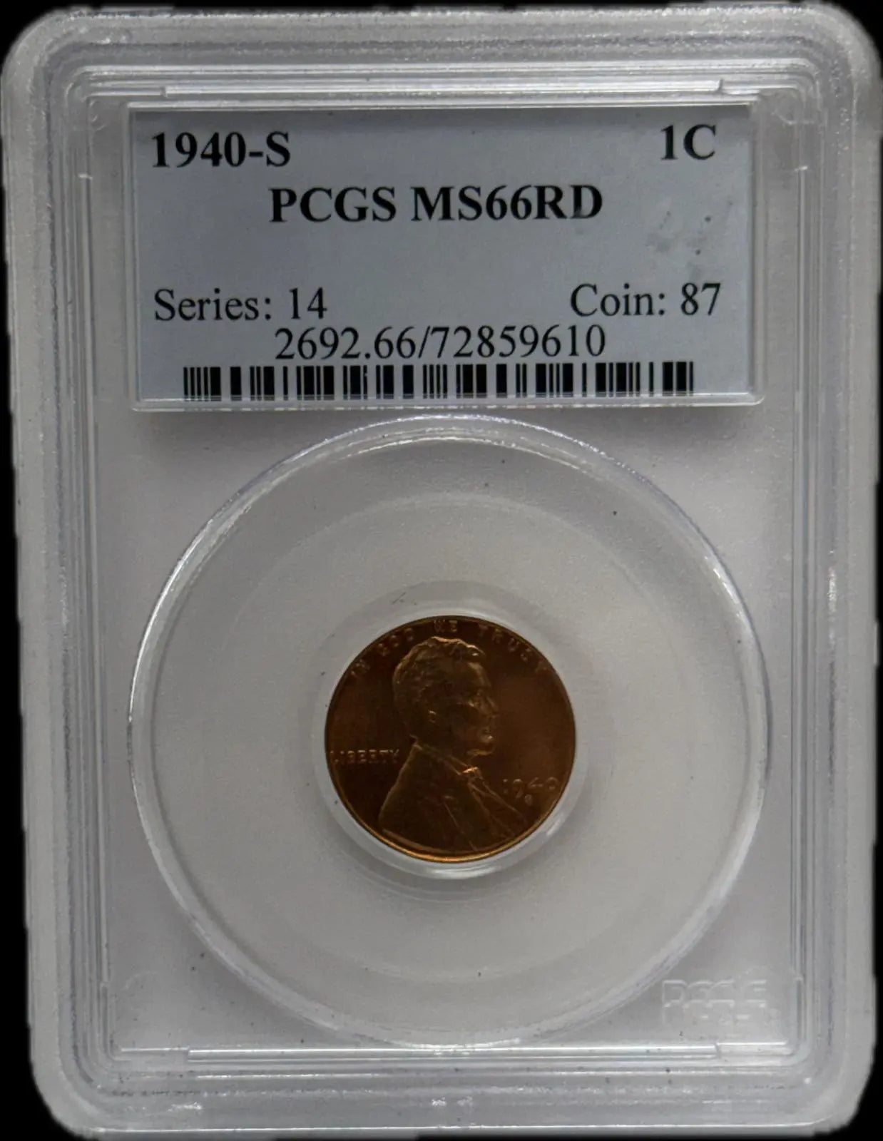1940-S Lincoln Cent, Series 14 Coin:87, MS66RD – A Rare and Iconic Piece Heritage Pastime