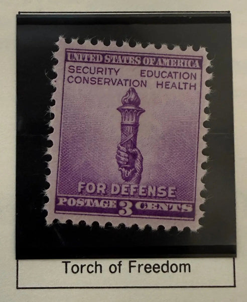 1940 U.S. 3¢ “Torch of Enlightenment” National Defense Stamp – Historic Pre-WWII Commemorative Heritage Pastime