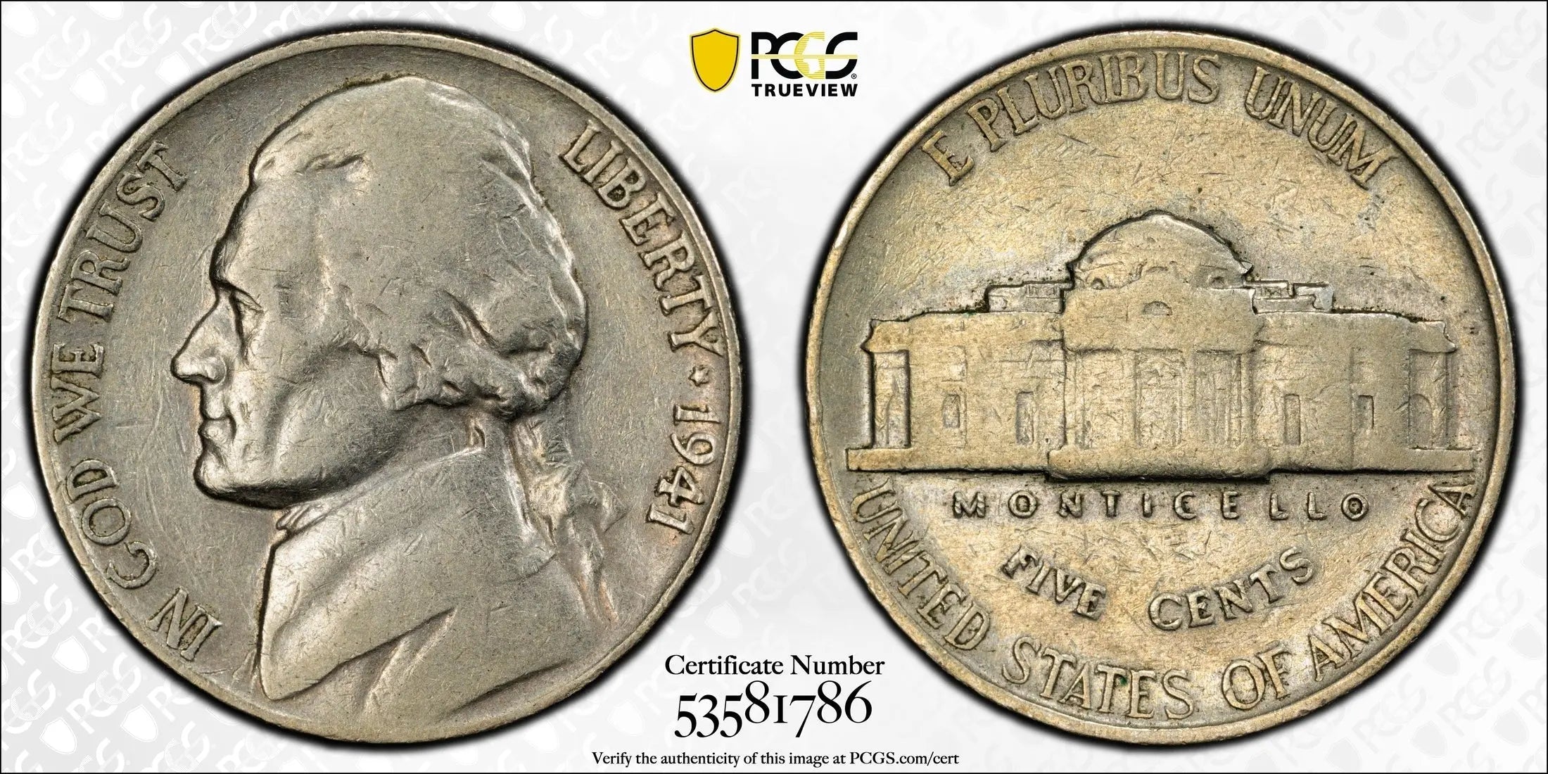 1941 Jefferson Nickel – PCGS VF30 – Pre-War U.S. Coin Heritage Pastime