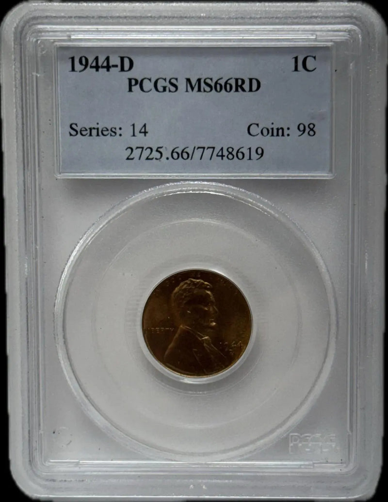 1944-D Lincoln Cent, MS66RD – Series 14, Coin 98 An Exceptional Example Coin Heritage Pastime