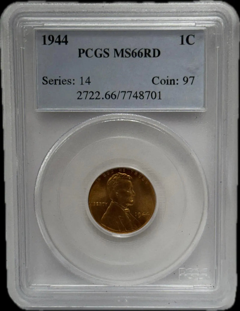1944 Lincoln Cent, MS66RD – Series 14, Coin 97 Outstanding Cent Heritage Pastime