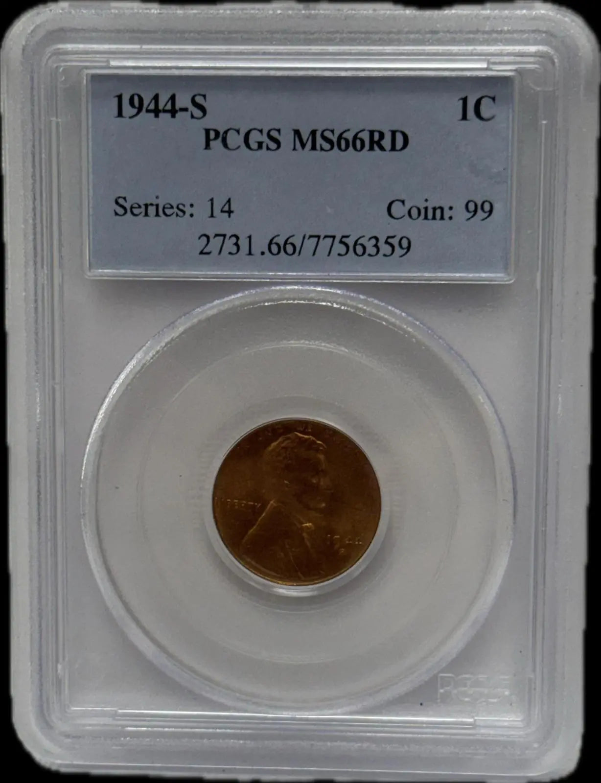 1944-S Lincoln Cent, MS66RD – Series 14, Coin 99 A remarkable example from the 1944-S Heritage Pastime