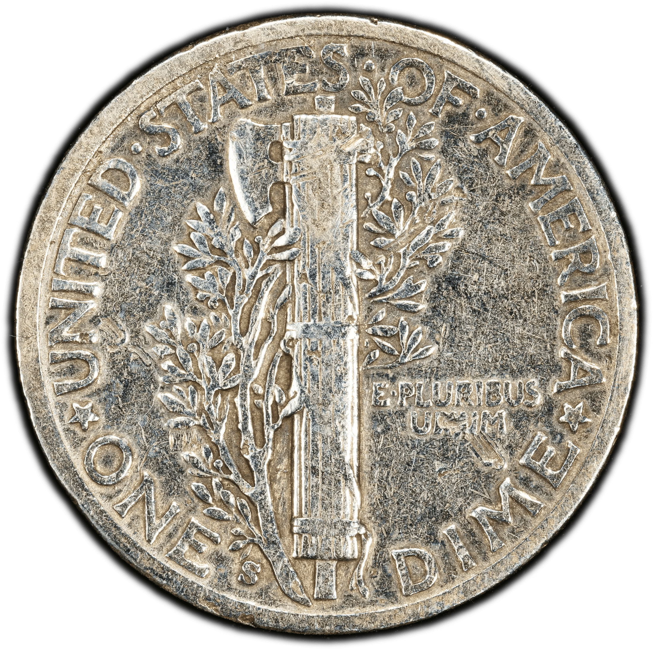 1944-S Mercury Dime 10C – PCGS Genuine VF Details (Damage) | WWII Era Silver Coin Heritage Pastime