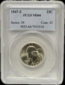 1947-S Silver Quarter PCGS MS66 – High-Grade, Pristine Condition