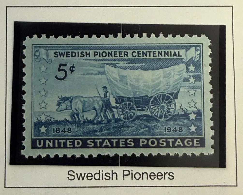 1948 U.S. 5¢ Swedish Pioneer Centennial Stamp – Conestoga Wagon Commemorative | Rare Vintage United States Postage Stamp Heritage Pastime
