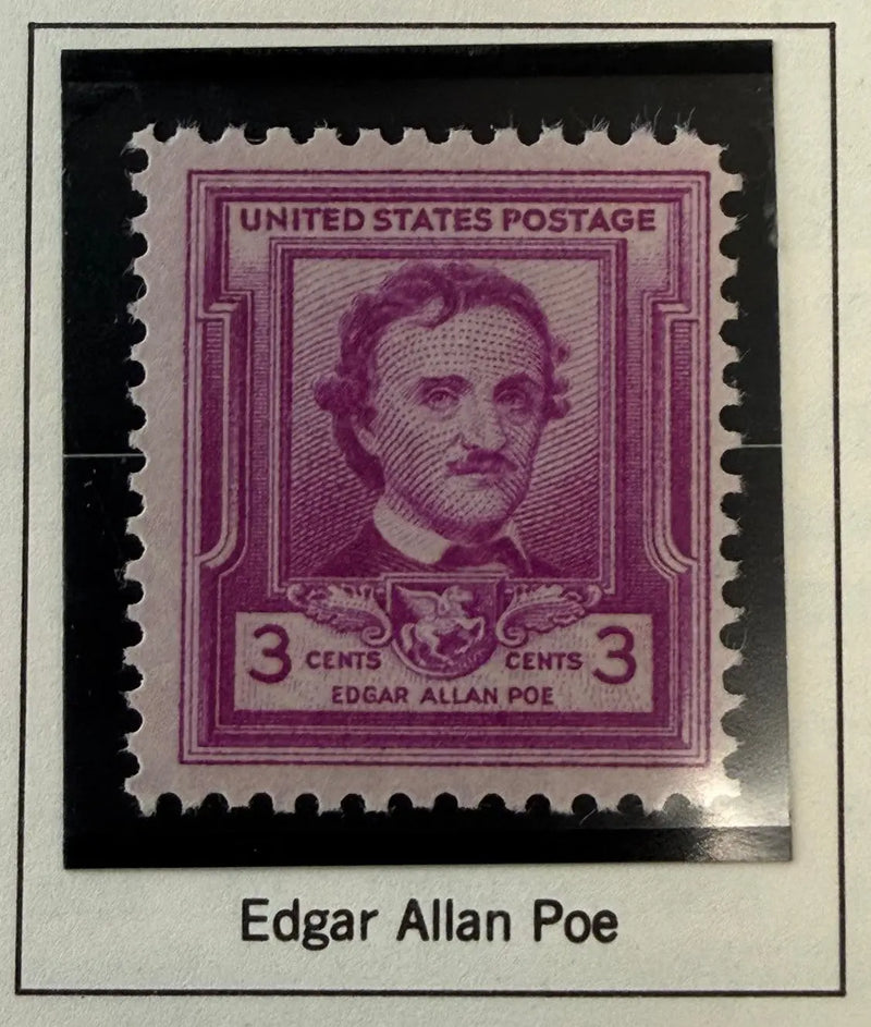 1949 U.S. 3¢ Edgar Allan Poe Stamp – Classic American Literature Commemorative Heritage Pastime