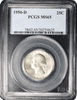 1950-D Washington Silver Quarter PCGS MS65 obverse with George Washington portrait