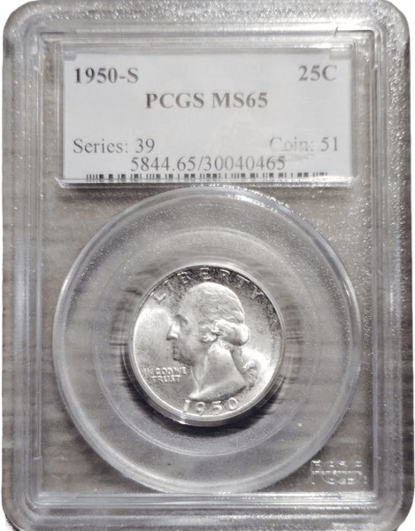 1950-S Washington Quarter obverse George Washington profile PCGS MS65 certified