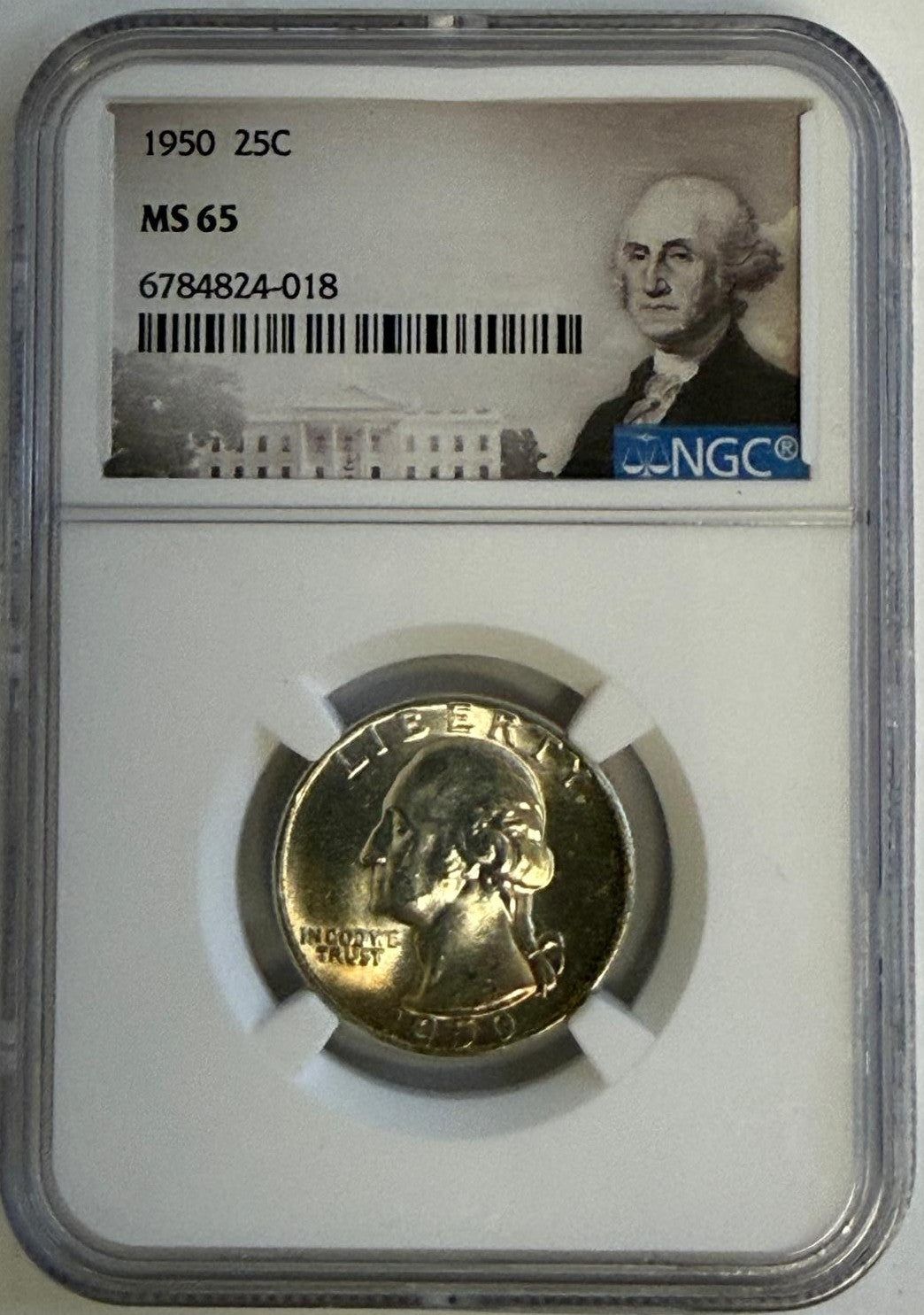 1950 Washington Quarter obverse George Washington profile graded MS65 by NGC