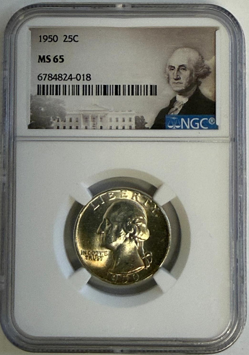 1950 Washington Quarter obverse George Washington profile graded MS65 by NGC