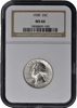 1950 Washington Quarter NGC MS66 Gem Brilliant Uncirculated silver coin in protective slab