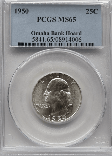 1950 Washington Quarter obverse George Washington profile PCGS MS65 Omaha Bank Hoard