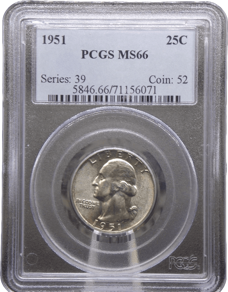 1951-P Washington Silver Quarter PCGS MS66 obverse with George Washington profile