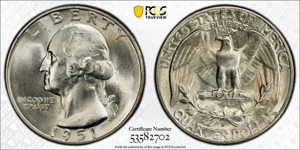 1951-S Washington Quarter – PCGS MS65 | Gem Uncirculated 90% Silver Heritage Pastime