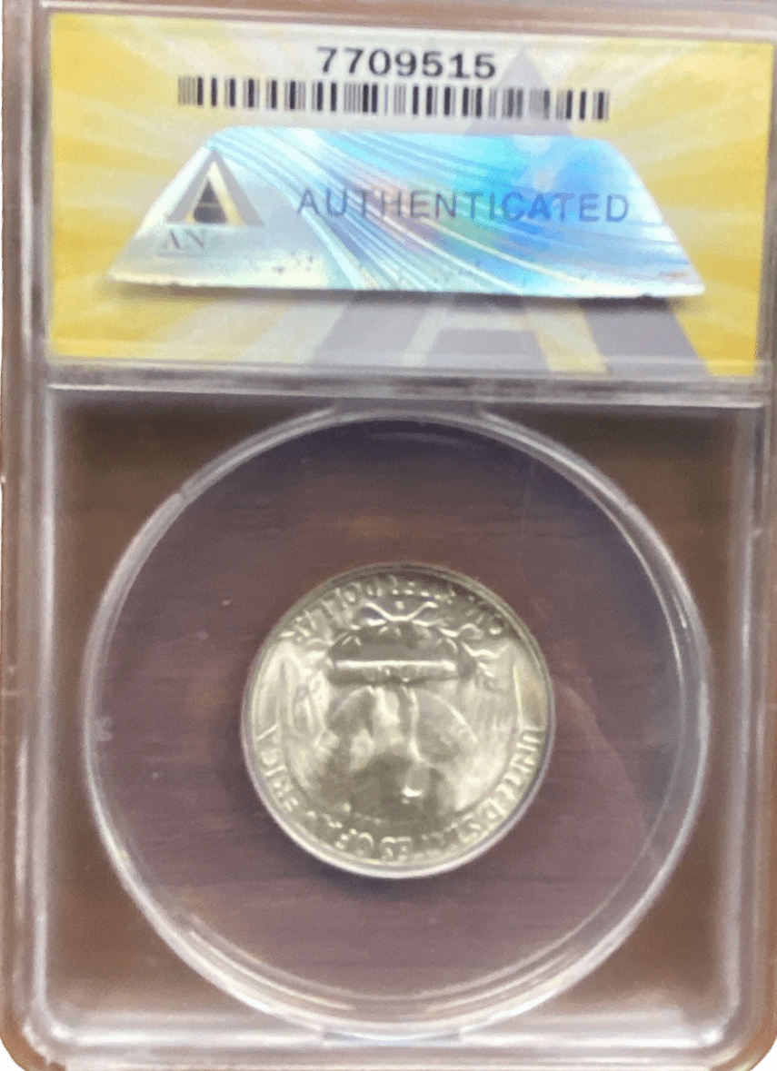 1952-S Washington Quarter reverse with sunset toning in ANACS MS66 slab