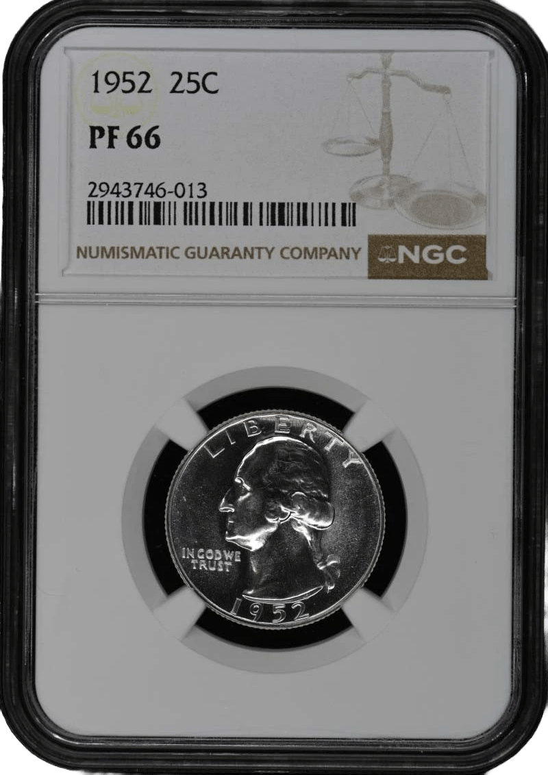 1952 Washington Quarter obverse George Washington profile NGC PF66 graded